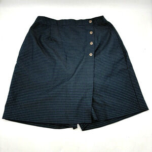 Vintage 90s EP Pro Green Blue Plaid High Waisted Wrap Front Skort Size 10 28x7"